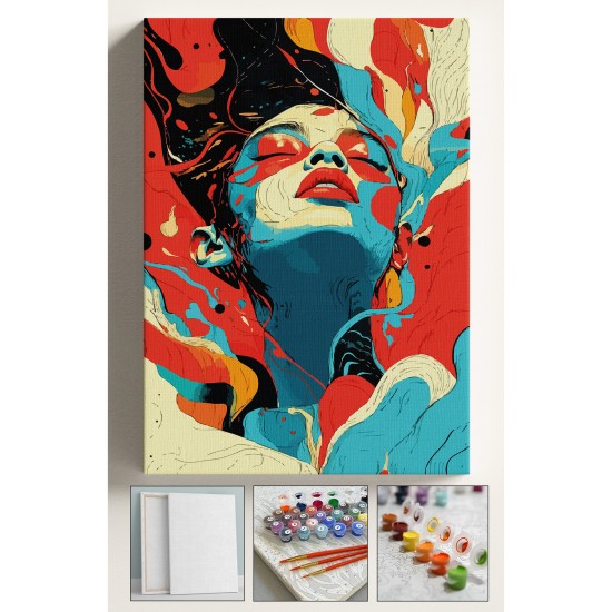 Sayılarla Boyama Seti Numaralı Tuval Fırça Boya Dahil Kasnaklı Set 40x50 Cm - BOHEM KADIN