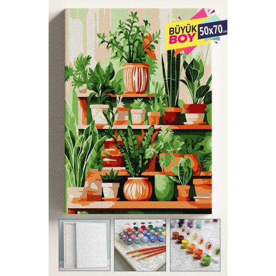 Sayılarla Boyama Seti Numaralı Tuval Fırça Boya Dahil Kasnaklı Set 50x70 Cm - KAKTÜS RAF ÇİÇEKLER Sayılarla Boyama Seti Numaralı Tuval Fırça Boya Dahil Kasnaklı Set 50x70 Cm - KAKTÜS RAF ÇİÇEKLER
