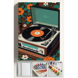 Sayılarla Boyama Seti Çerçeveli Hobi Seti Tuval Fırça Boya Kasnaklı Set 40x50 Cm Gramafon