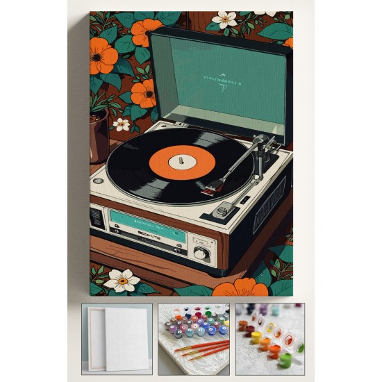 Sayılarla Boyama Seti Çerçeveli Hobi Seti Tuval Fırça Boya Kasnaklı Set 40x50 Cm Gramafon Sayılarla Boyama Seti Çerçeveli Hobi Seti Tuval Fırça Boya Kasnaklı Set 40x50 Cm Gramafon