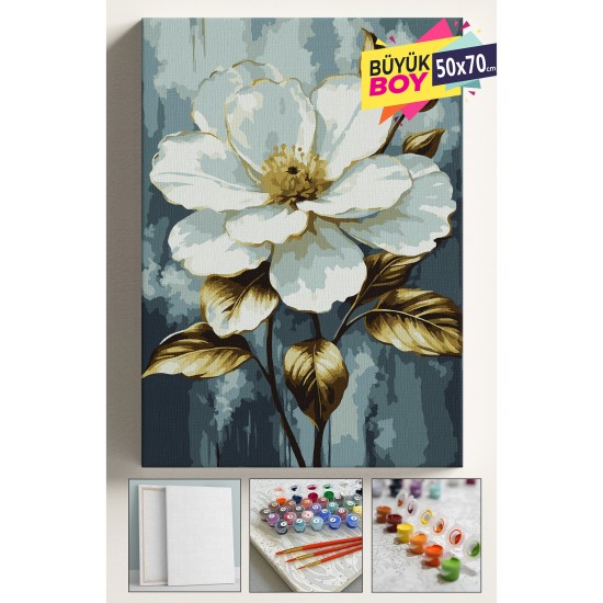 Sayılarla Boyama Hobi Seti Numaralı Tuval Fırça Boya Dahil Kasnaklı 50x70 Cm BEYAZ ÇİÇEK Sayılarla Boyama Hobi Seti Numaralı Tuval Fırça Boya Dahil Kasnaklı 50x70 Cm BEYAZ ÇİÇEK