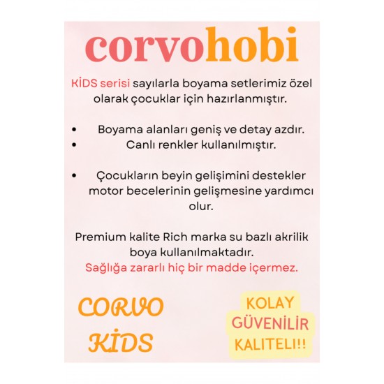 Çocuk Sayılarla Boyama Numaralı Tuval Seti Fırça Boya Dahil 40x50 Cm HELLOKİTY Çocuk Sayılarla Boyama Numaralı Tuval Seti Fırça Boya Dahil 40x50 Cm HELLOKİTY