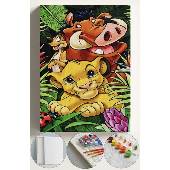 Çocuk Sayılarla Boyama Numaralı Tuval Seti Fırça Boya Dahil 40x50 Cm HAKUNAMATATA Çocuk Sayılarla Boyama Numaralı Tuval Seti Fırça Boya Dahil 40x50 Cm HAKUNAMATATA