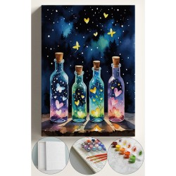 Sayılarla Boyama Seti Numaralı Tuval Fırça Boya 40x50 Cm - Dilek şişesi