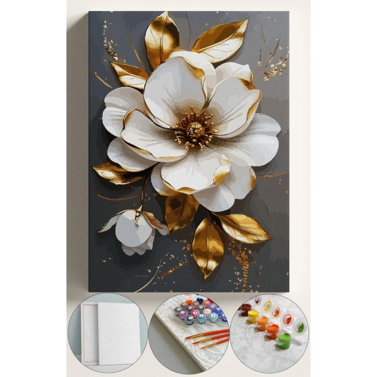 Sayılarla Boyama Seti Numaralı Tuval Fırça Boya 40x50 Cm - Altın Çiçek Sayılarla Boyama Seti Numaralı Tuval Fırça Boya 40x50 Cm - Altın Çiçek