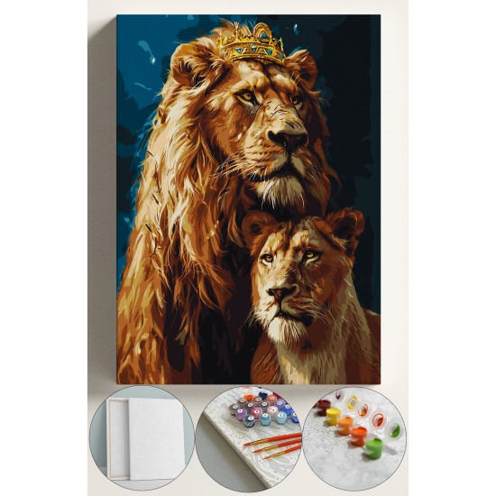 Sayılarla Boyama Seti Numaralı Tuval Fırça Boya 40x50 Cm - ASLAN KRAL Sayılarla Boyama Seti Numaralı Tuval Fırça Boya 40x50 Cm - ASLAN KRAL