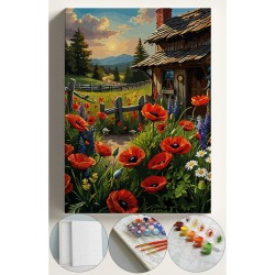 Sayılarla Boyama Seti Numaralı Tuval Fırça Boya 40x50 Cm - GELİNCİK EVİ