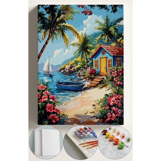 Sayılarla Boyama Seti Numaralı Tuval Fırça Boya 40x50 Cm - DENİZ KENARI KULÜBE Sayılarla Boyama Seti Numaralı Tuval Fırça Boya 40x50 Cm - DENİZ KENARI KULÜBE