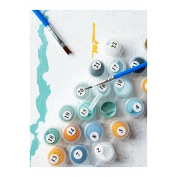 Sayılarla Boyama Seti Numaralı Tuval Fırça Boya 40x50 Cm - Altın Çiçek