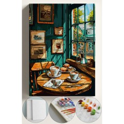 Sayılarla Boyama Seti Numaralı Tuval Fırça Boya 40x50 Cm - KAHVECİ