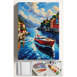 Sayılarla Boyama Seti Numaralı Tuval Fırça Boya 40x50 Cm - HÜCUM BOTU MANZARA