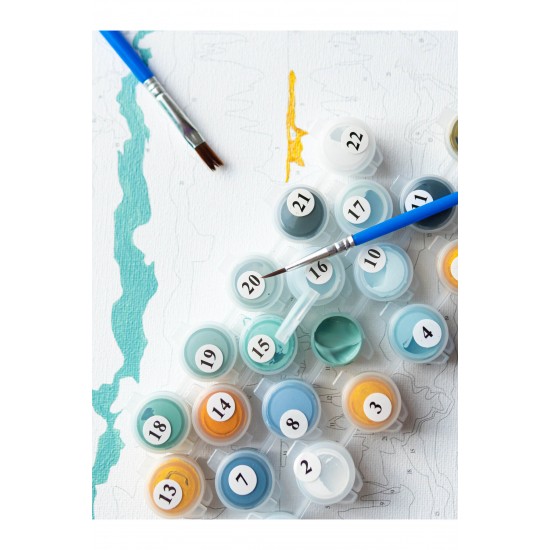 Sayılarla Boyama Seti Numaralı Tuval Fırça Boya 40x50 Cm - HÜCUM BOTU MANZARA