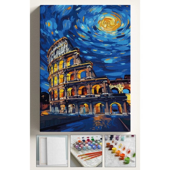 Sayılarla Boyama Seti Numaralı Tuval Fırça Boya 40x50 Cm - YILDIZLI GECE KOLEZYUM Sayılarla Boyama Seti Numaralı Tuval Fırça Boya 40x50 Cm - YILDIZLI GECE KOLEZYUM