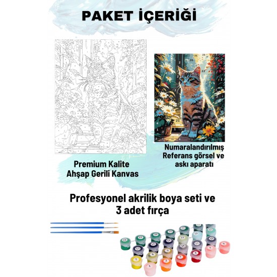 Sayılarla Boyama Seti Numaralı Tuval Fırça Boya 40x50 Cm - PAPATYALAR İÇİNDE KEDİ Sayılarla Boyama Seti Numaralı Tuval Fırça Boya 40x50 Cm - PAPATYALAR İÇİNDE KEDİ