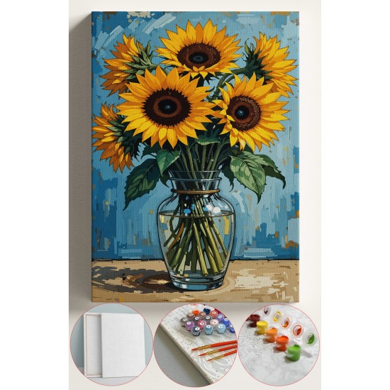 Sayılarla Boyama Seti Numaralı Tuval Fırça Boya 40x50 Cm - VAZODA AYÇİÇEĞİ Sayılarla Boyama Seti Numaralı Tuval Fırça Boya 40x50 Cm - VAZODA AYÇİÇEĞİ