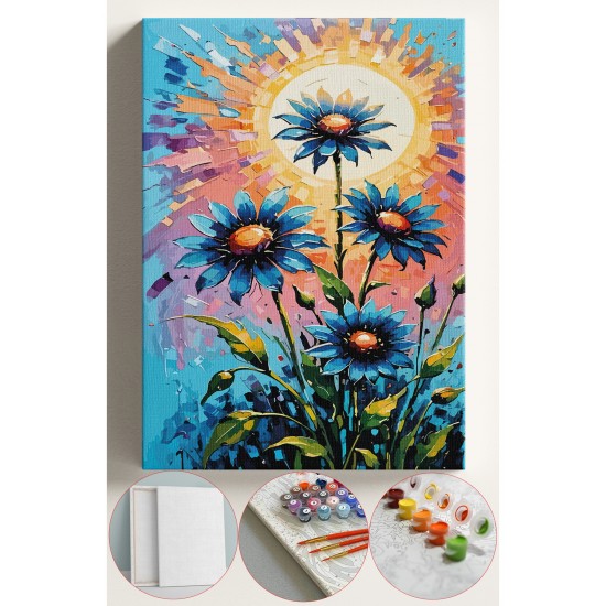 Sayılarla Boyama Seti Numaralı Tuval Fırça Boya 40x50 Cm - MAVİ PAPATYALAR Sayılarla Boyama Seti Numaralı Tuval Fırça Boya 40x50 Cm - MAVİ PAPATYALAR