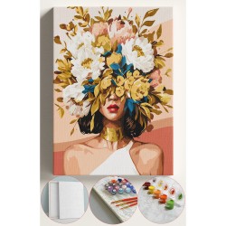 Sayılarla Boyama Seti Numaralı Tuval Fırça Boya 40x50 Cm - GOLDÇİÇEKKADIN