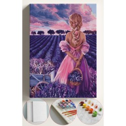 Sayılarla Boyama Seti Numaralı Tuval Fırça Boya 40x50 Cm - SÜMBÜL TARLASI