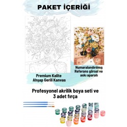 Sayılarla Boyama Seti Numaralı Tuval Fırça Boya 40x50 Cm - GOLDÇİÇEKKADIN