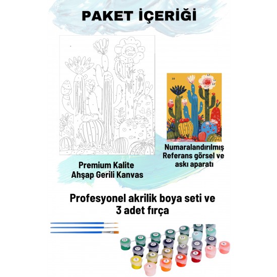Sayılarla Boyama Seti Numaralı Tuval Fırça Boya 40x50 Cm - KAKTÜSLER Sayılarla Boyama Seti Numaralı Tuval Fırça Boya 40x50 Cm - KAKTÜSLER