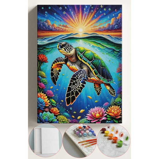 Sayılarla Boyama Seti Numaralı Tuval Fırça Boya 40x50 Cm - DENİZKAPLUMBAĞA