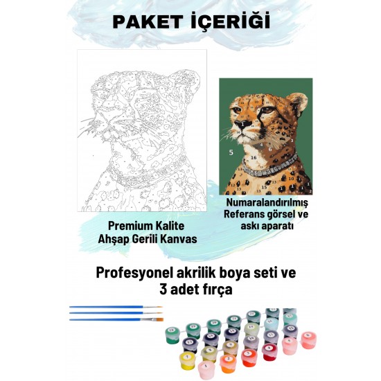Sayılarla Boyama Seti Numaralı Tuval Fırça Boya 40x50 Cm - KOLYELİ LEOPAR Sayılarla Boyama Seti Numaralı Tuval Fırça Boya 40x50 Cm - KOLYELİ LEOPAR