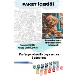 Sayılarla Boyama Seti Numaralı Tuval Fırça Boya 40x50 Cm - SÜS KÖPEĞİ PASTA 2