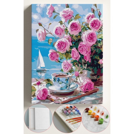 Sayılarla Boyama Seti Numaralı Tuval Fırça Boya 40x50 Cm - PEMBE GÜLLÜ MANZARA Sayılarla Boyama Seti Numaralı Tuval Fırça Boya 40x50 Cm - PEMBE GÜLLÜ MANZARA