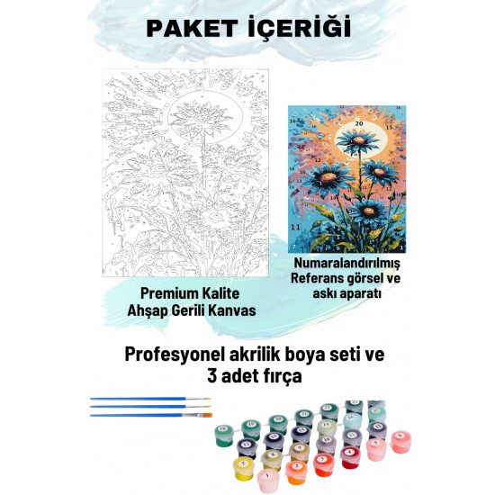 Sayılarla Boyama Seti Numaralı Tuval Fırça Boya 40x50 Cm - MAVİ PAPATYALAR Sayılarla Boyama Seti Numaralı Tuval Fırça Boya 40x50 Cm - MAVİ PAPATYALAR