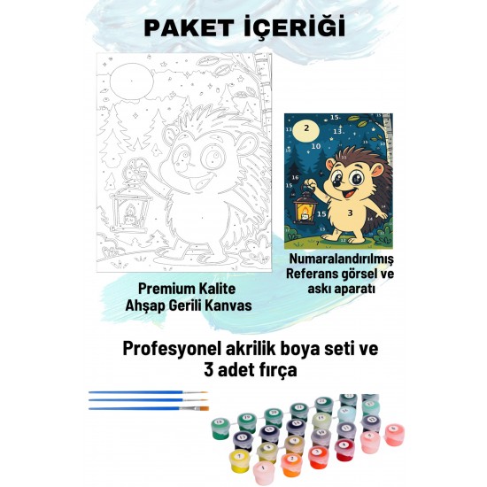 Sayılarla Boyama Seti Numaralı Tuval Fırça Boya 40x50 Cm - KİRPİ Sayılarla Boyama Seti Numaralı Tuval Fırça Boya 40x50 Cm - KİRPİ