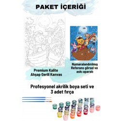 Sayılarla Boyama Seti Numaralı Tuval Fırça Boya 40x50 Cm Winnie ve arkadaşları