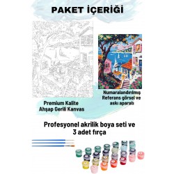 Sayılarla Boyama Seti Numaralı Tuval Fırça Boya 40x50 Cm - MERDİVEN MANZARA