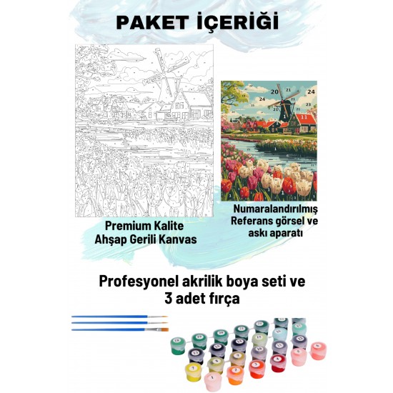 Sayılarla Boyama Seti Numaralı Tuval Fırça Boya 40x50 Cm - YEL DEĞİRMENİ LALELER Sayılarla Boyama Seti Numaralı Tuval Fırça Boya 40x50 Cm - YEL DEĞİRMENİ LALELER
