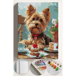 Sayılarla Boyama Seti Numaralı Tuval Fırça Boya 40x50 Cm -SÜS KÖPEĞİ PASTA 1