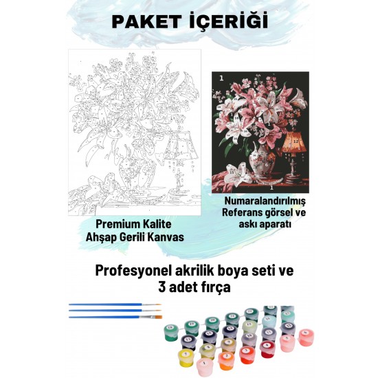 Sayılarla Boyama Seti Numaralı Tuval Fırça Boya 40x50 Cm - VAZO VE LAMBA Sayılarla Boyama Seti Numaralı Tuval Fırça Boya 40x50 Cm - VAZO VE LAMBA