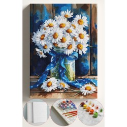 Sayılarla Boyama Seti Numaralı Tuval Fırça Boya 40x50 Cm - PAPATYA DEMETİ