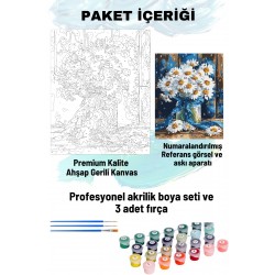 Sayılarla Boyama Seti Numaralı Tuval Fırça Boya 40x50 Cm - PAPATYA DEMETİ