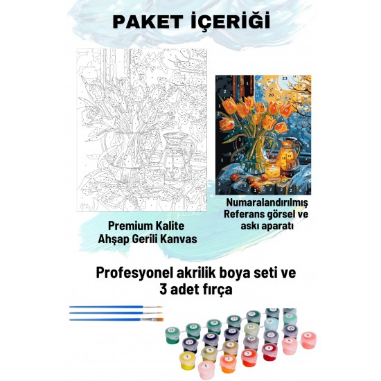 Sayılarla Boyama Seti Numaralı Tuval Fırça Boya 40x50 Cm - LALELER VE GECE Sayılarla Boyama Seti Numaralı Tuval Fırça Boya 40x50 Cm - LALELER VE GECE