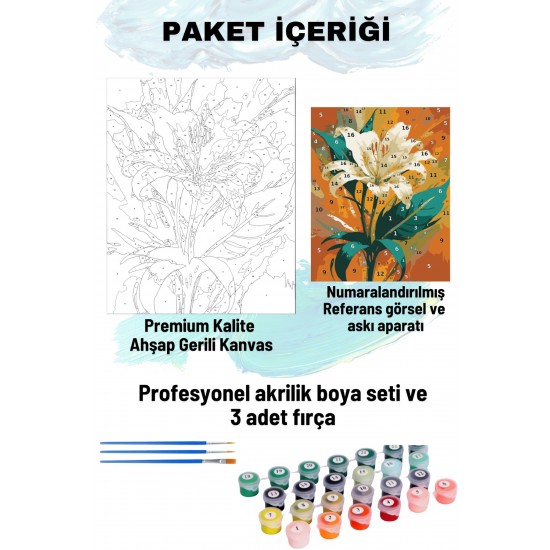 Sayılarla Boyama Seti Numaralı Tuval Fırça Boya 40x50 Cm - TEK LİLYUM Sayılarla Boyama Seti Numaralı Tuval Fırça Boya 40x50 Cm - TEK LİLYUM