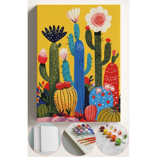 Sayılarla Boyama Seti Numaralı Tuval Fırça Boya 40x50 Cm - KAKTÜSLER Sayılarla Boyama Seti Numaralı Tuval Fırça Boya 40x50 Cm - KAKTÜSLER