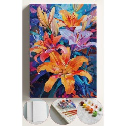 Sayılarla Boyama Seti Numaralı Tuval Fırça Boya 40x50 Cm - RENKLİ LİLYUM