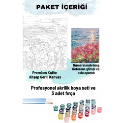 Sayılarla Boyama Seti Numaralı Tuval Fırça Boya 40x50 Cm - SAHİLDE LALELER