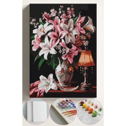 Sayılarla Boyama Seti Numaralı Tuval Fırça Boya 40x50 Cm - VAZO VE LAMBA