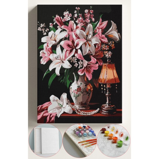 Sayılarla Boyama Seti Numaralı Tuval Fırça Boya 40x50 Cm - VAZO VE LAMBA Sayılarla Boyama Seti Numaralı Tuval Fırça Boya 40x50 Cm - VAZO VE LAMBA