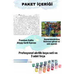 Sayılarla Boyama Seti Numaralı Tuval Fırça Boya 40x50 Cm Çiçek Arabası