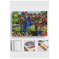 Sayılarla Boyama Seti Numaralı Tuval Fırça Boya 40x50 Cm Çiçek Arabası