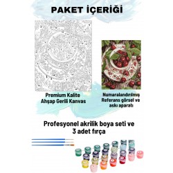 Sayılarla Boyama Seti Numaralı Tuval Fırça Boya 40x50 Cm Kiraz Tabağı