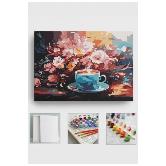 ayılarla Boyama Seti Numaralı Tuval Fırça Boya 40x50 Cm Kahve ve Çiçekler ayılarla Boyama Seti Numaralı Tuval Fırça Boya 40x50 Cm Kahve ve Çiçekler