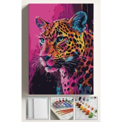 Sayılarla Boyama Seti Numaralı Tuval Fırça Boya 40x50 Cm Pink Leopar