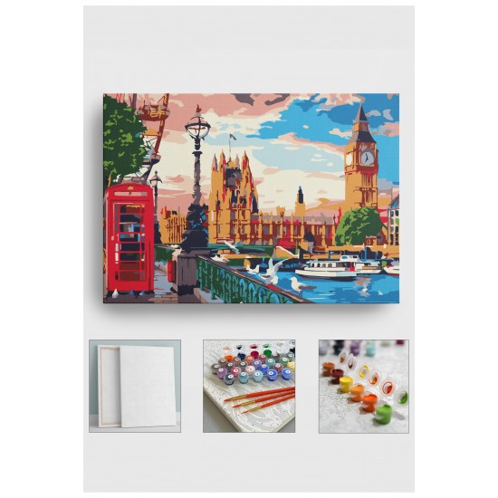 Sayılarla Boyama Seti Numaralı Tuval Fırça Boya 40x50 Cm NewYork Saat Kulesi Sayılarla Boyama Seti Numaralı Tuval Fırça Boya 40x50 Cm NewYork Saat Kulesi